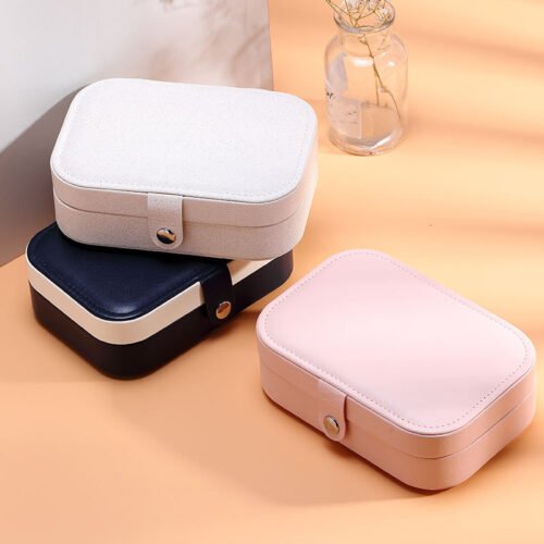 2022 Portable Jewelry Box Jewelry Organizer Display Travel Jewelry Case Boxes Button Leather Storage Zipper Jewelers Joyero 3