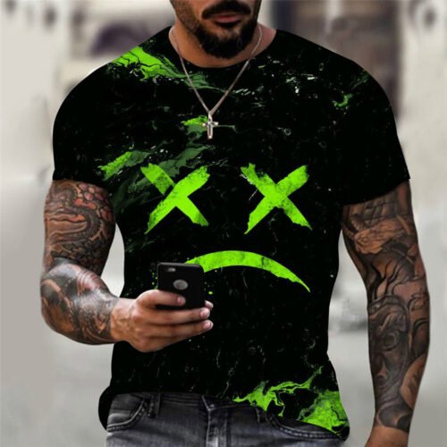 New hot sale XXOO 3D printing men's T-shirt summer casual Harajuku hip-hop short-sleeved street fashion round neck top T-shirt 1