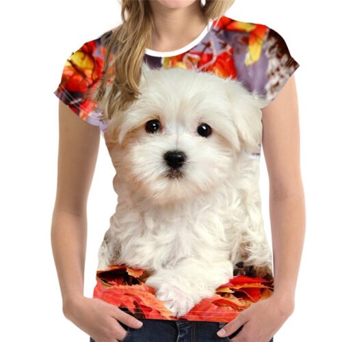 Fashion Lovely Dog 3D Print Women Ladies Girls T-Shirt Animal Harajuku Round Neck Short Sleeve Unisex Summer Tops & Tees XXS-6XL 3