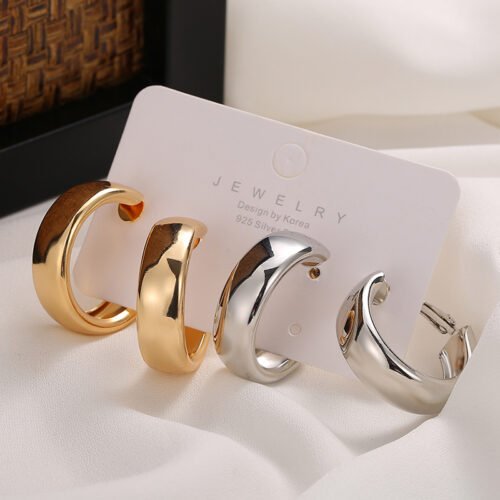 17KM Trendy Simple Silver Color Hoop Earrings For Women Girl Gold Circle Round Minimalist Earrings Party 2021 NEW Jewelry 4