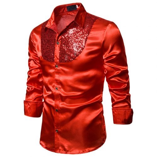 Men Long Sleeve Wedding Dress Shirt For Men Soft Comfortable Shine Business Shirt Men England Style Sequin Formal Shirt Men Tops 5