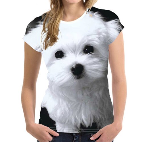 Fashion Lovely Dog 3D Print Women Ladies Girls T-Shirt Animal Harajuku Round Neck Short Sleeve Unisex Summer Tops & Tees XXS-6XL 1