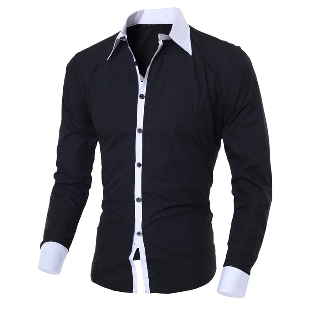 Men White Shirt Patchwork Social Dress Shirt Autumn Spring Solid Long Sleeve Slim Fit Male Top Office Casual Button Shirt 2021 2