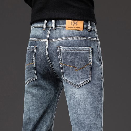 Winter New Men Fleece Warm Jeans Classic Style Business Casual Regular Fit Thicken Stretch Denim Pants Male Brand Trousers 3