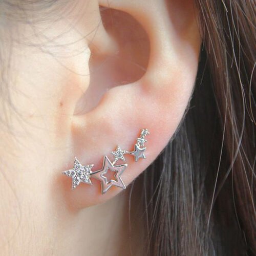 Huitan Hot Selling Simple Stylish Star Women Drop Earrings Shiny White Zircon Exquisite Versatile Female Earring Fashion Jewelry 3