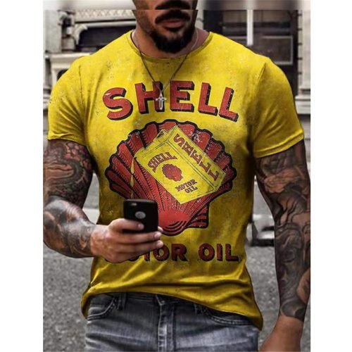 CASTROL Men's Vintage T-shirt Classic Distressed Shirt Retro Oil Racing Cool Casual Streetwear Print Letter Tee Shirt Tees Tops 6