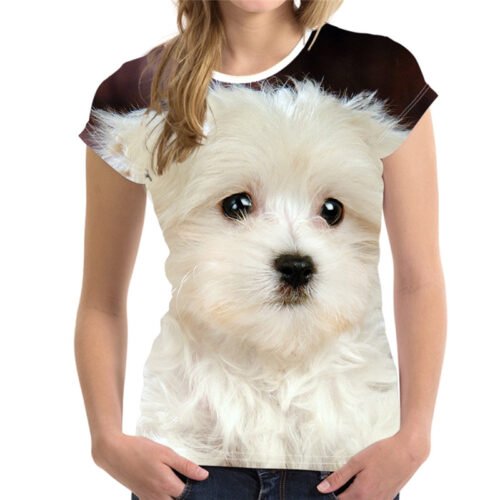 Fashion Lovely Dog 3D Print Women Ladies Girls T-Shirt Animal Harajuku Round Neck Short Sleeve Unisex Summer Tops & Tees XXS-6XL 4