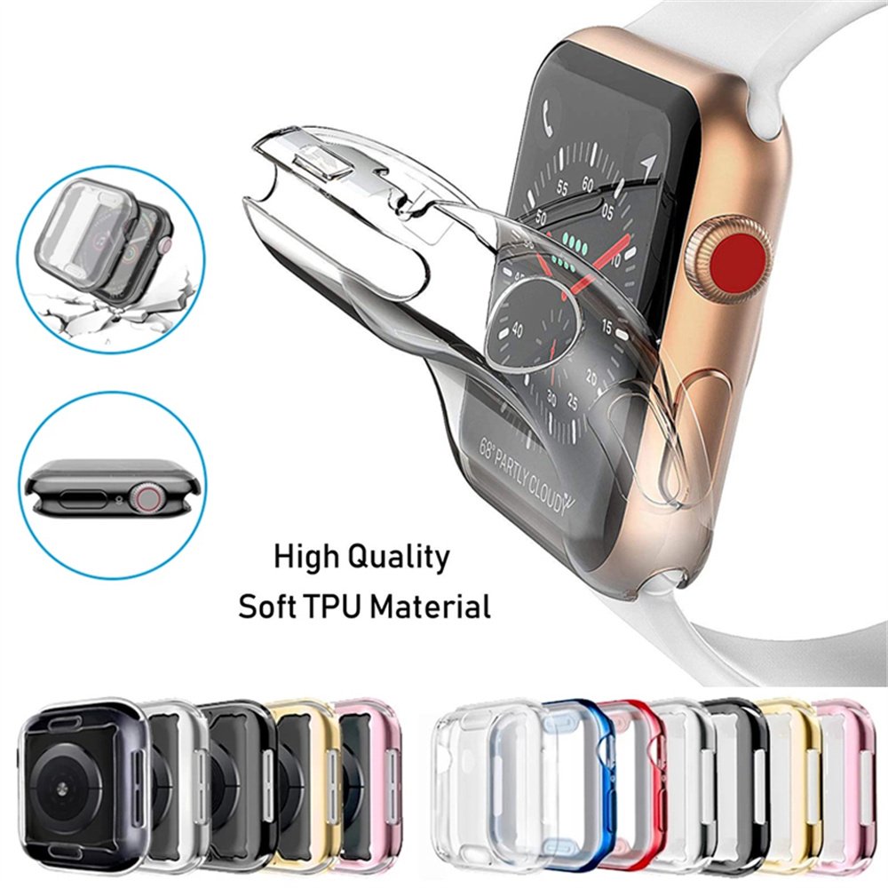 360 Full Soft Clear TPU Screen Protector Case For Apple Watch Series 44MM 40MM 42MM 38MM Transparent Cover For IWatch 6/SE/5/4/3 1