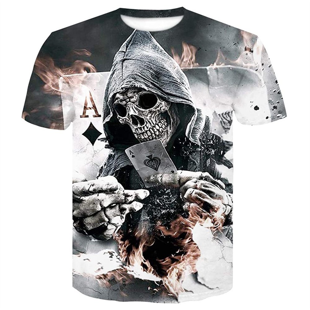 3D Printing Oversized Skull T Shirt For Men Streetwear Hip Hop Trend Oversized Personality Punk Tops Harajuku Leisure Top Tees 1