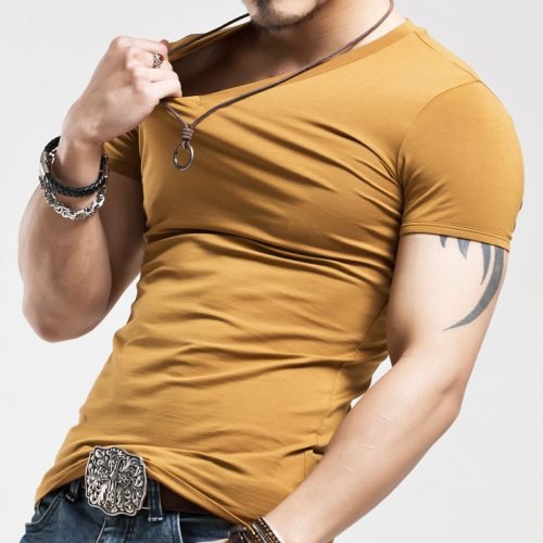 2022 Brand New Men T Shirt Tops V neck Short Sleeve Tees Men's Fashion Fitness Hot T-shirt For Male Free Shipping Size 5XL 4