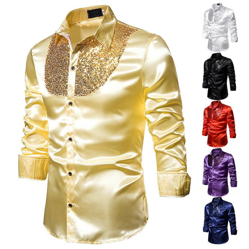 Men Long Sleeve Wedding Dress Shirt For Men Soft Comfortable Shine Business Shirt Men England Style Sequin Formal Shirt Men Tops 1