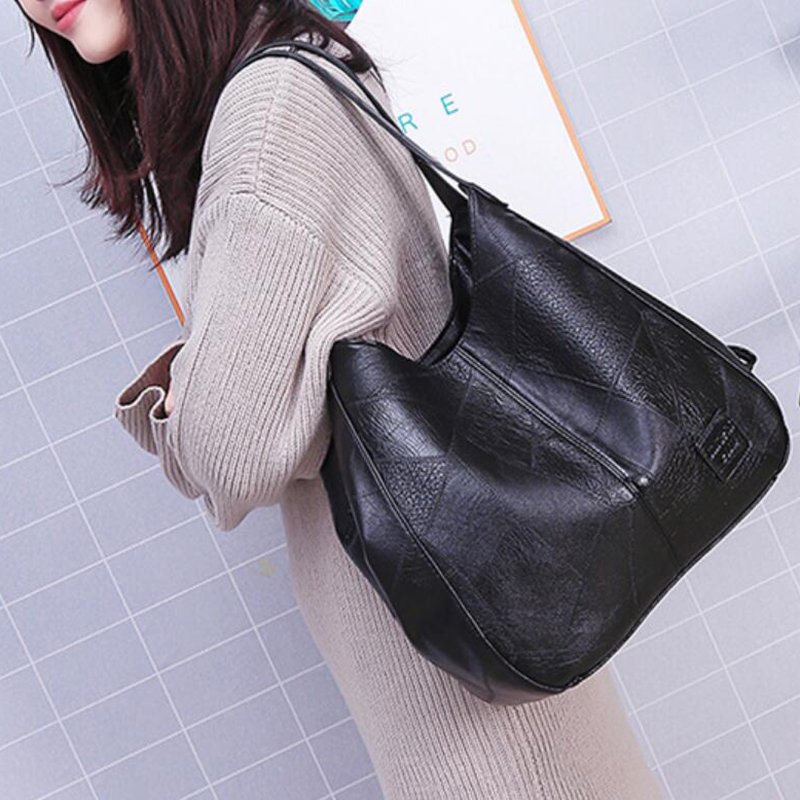 Vintage Handbag For Women Soft PU Leather Shoulder Bag Large Capacity Luxury Lady Purse Fashion Brand Shoulder Bag Shopping Bag 2