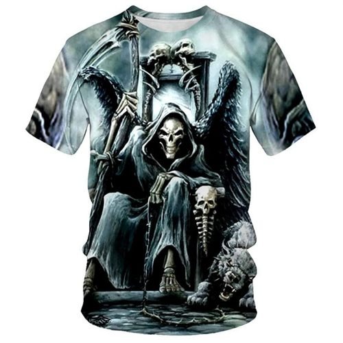 3D Printing Oversized Skull T Shirt For Men Streetwear Hip Hop Trend Oversized Personality Punk Tops Harajuku Leisure Top Tees 6