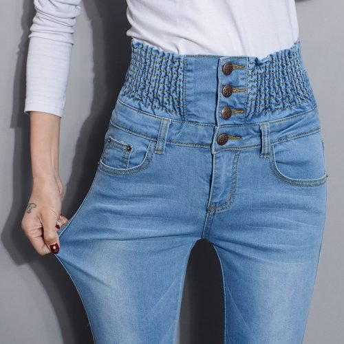 Denim Pants Autumn Winter Jeans For Women High Waist Skinny Warm Thick Jeans Womens High Elastic Plus Size Stretch Jeans Velvet 4