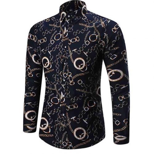 2022 Leopard Color Piece Men's Slim Shirt Autumn Casual Turn-down Collar Streetwear Fashion Together print  Long Sleeve Shirt To 2