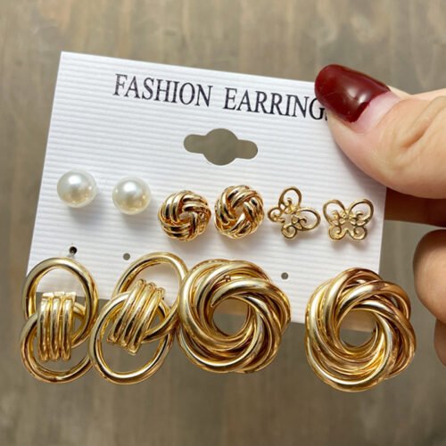 17KM Bohemian Gold Snake Butterfly Drop Earrings Set For Women Pearl Acrylic Dangle Earrings 2021 Trend Set of Earrings Jewelry 6