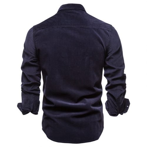 2021 New Single Breasted 100% Cotton Men's Shirt Business Casual Fashion Solid Color Corduroy Men Shirts Autumn Slim Shirt Men 3