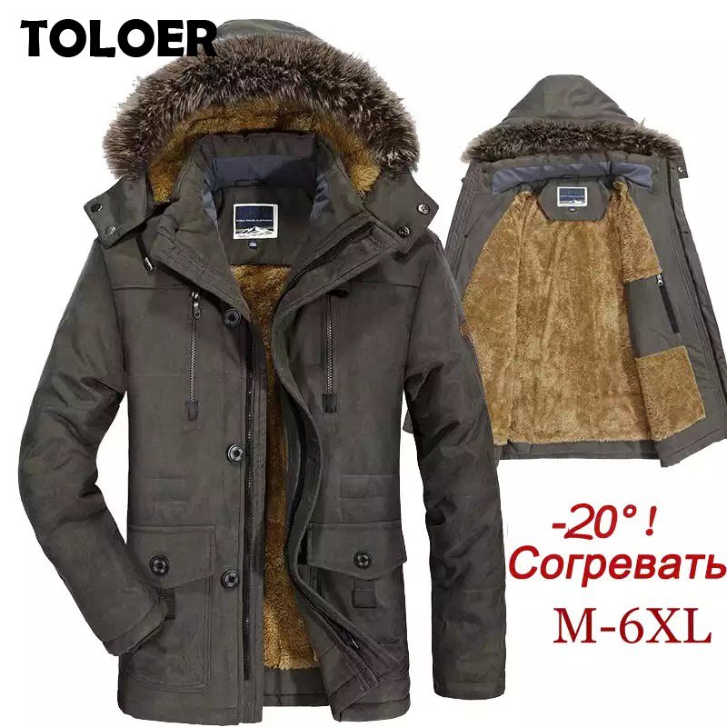 Winter Jacket Men Plus Size 5XL 6XL Cotton Padded Warm Parka Coat Casual Faux Fur Hooded Fleece Long Male Jacket Windbreaker Men 1