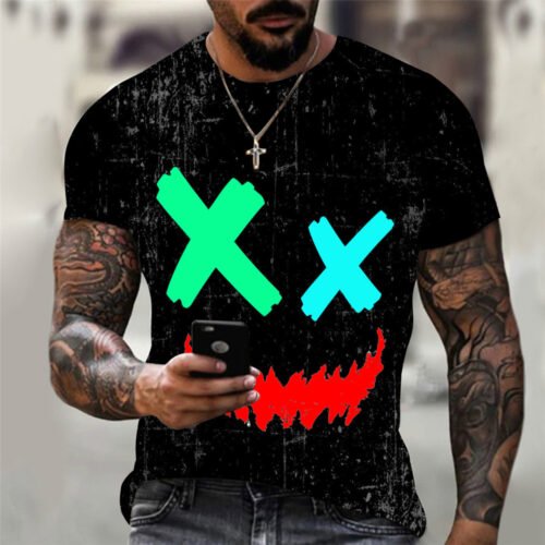 New hot sale XXOO 3D printing men's T-shirt summer casual Harajuku hip-hop short-sleeved street fashion round neck top T-shirt 5